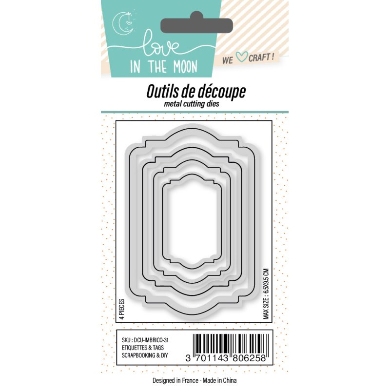 Matrices de découpes - Tag / Etiquette vintage - Love in the Moon