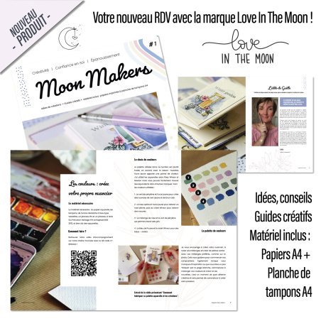 Idées de créations + Guides créatifs + Matériel inclus : papiers A4 + planche de tampons A4