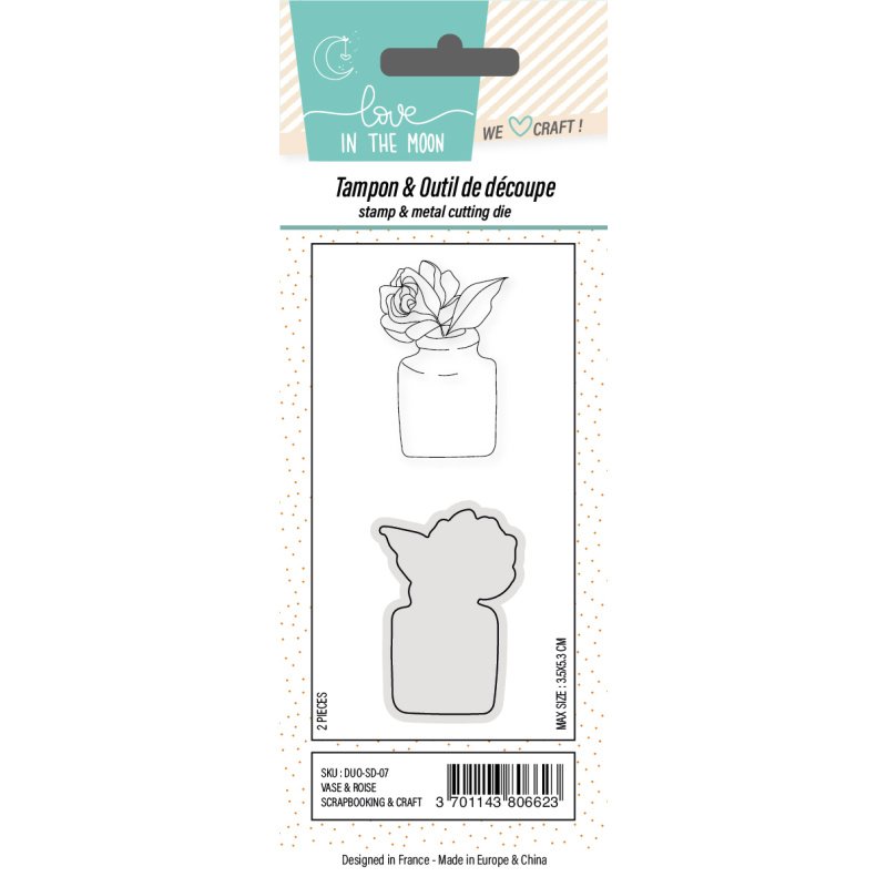 Duo Tampon & Matrice - Vase & rose - Love in the Moon
