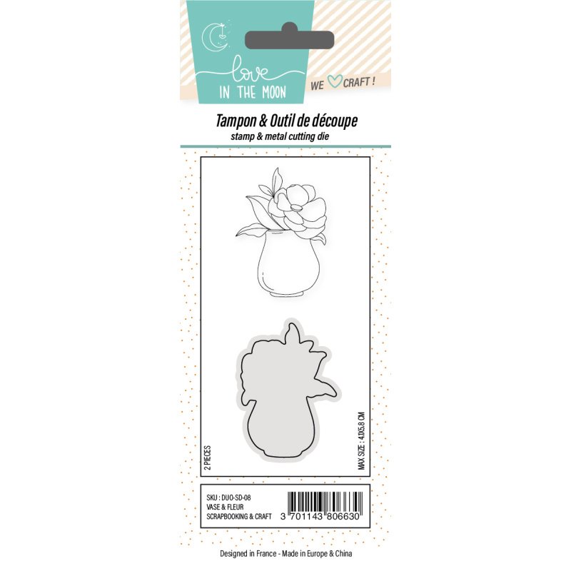 Duo Tampon & Matrice - Camélia dans son joli vase - Love in the Moon
