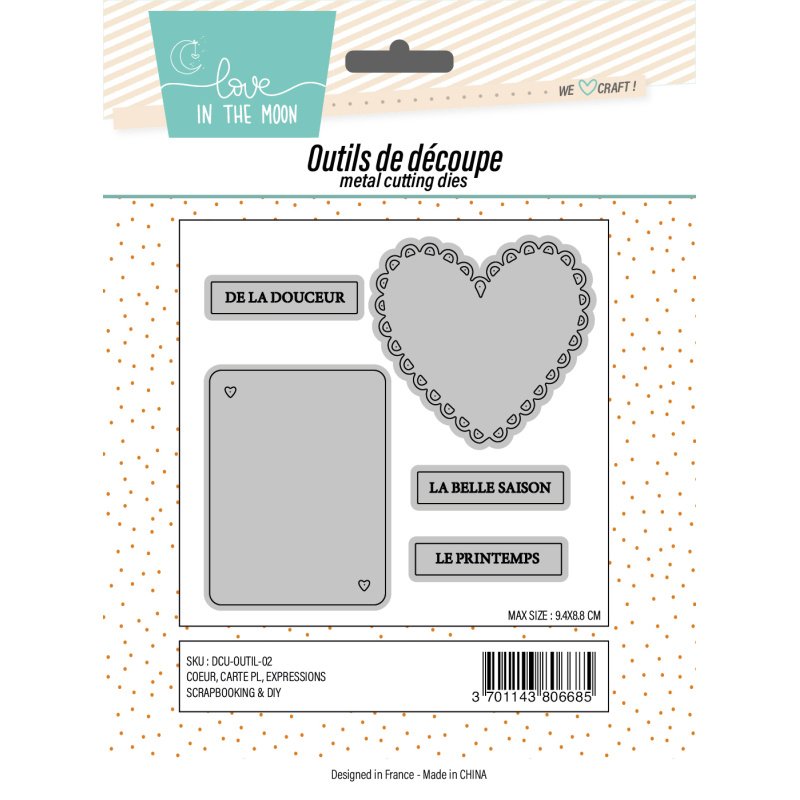 Lots de matrices - Carte PL Cœur, mots doux et grand coeur de coeurs