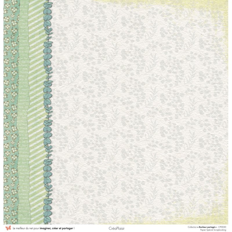 Set papiers Bonheur Partagé - 6 papiers 30,5x31,5 cm + 6 papiers 12x30,5cm