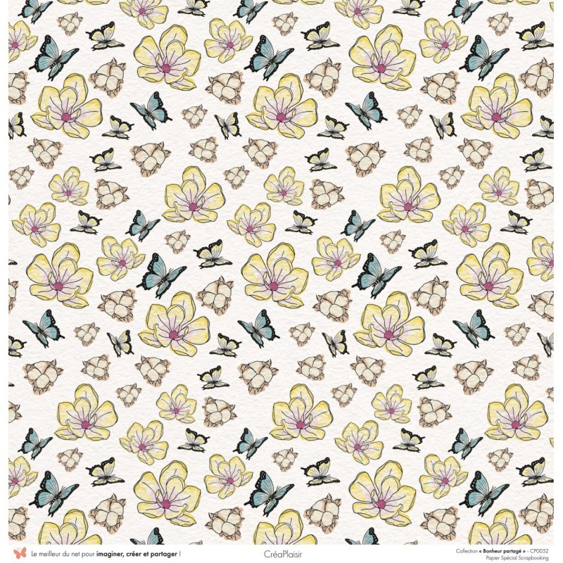 Set papiers Bonheur Partagé - 6 papiers 30,5x31,5 cm + 6 papiers 12x30,5cm