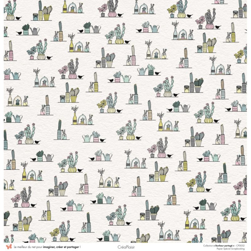 Set papiers Bonheur Partagé - 6 papiers 30,5x31,5 cm + 6 papiers 12x30,5cm