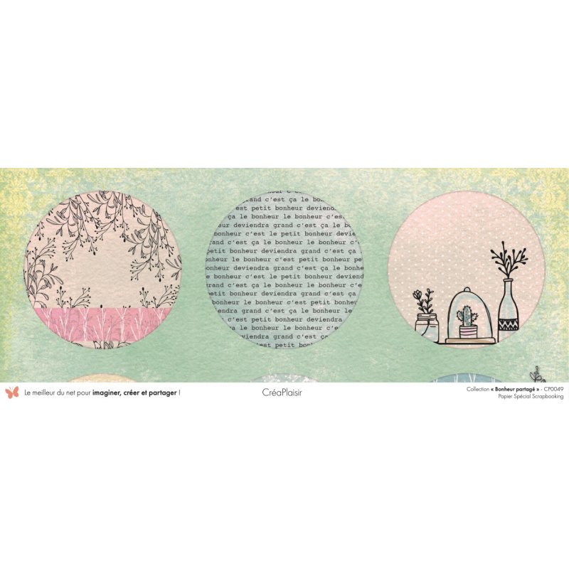Set papiers Bonheur Partagé - 6 papiers 30,5x31,5 cm + 6 papiers 12x30,5cm