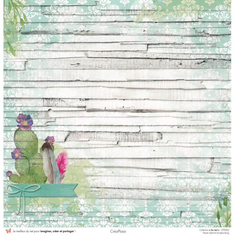 Set papiers Au vert - 12 papiers : 6 papiers 30,5x31,5 cm + 6 papiers 12x30,5cm