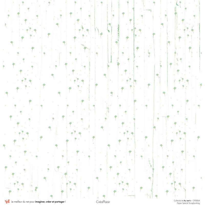 Set papiers Au vert - 12 papiers : 6 papiers 30,5x31,5 cm + 6 papiers 12x30,5cm