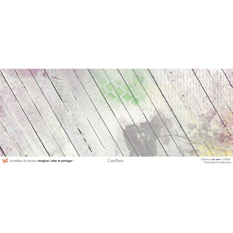 Set papiers Au vert - 12 papiers : 6 papiers 30,5x31,5 cm + 6 papiers 12x30,5cm