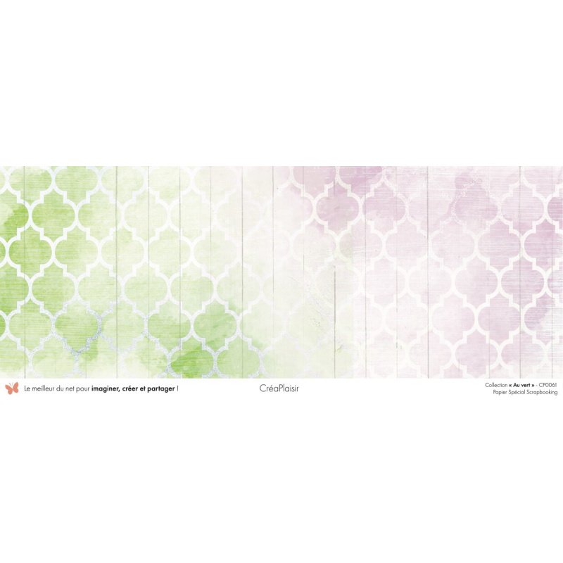 Set papiers Au vert - 12 papiers : 6 papiers 30,5x31,5 cm + 6 papiers 12x30,5cm