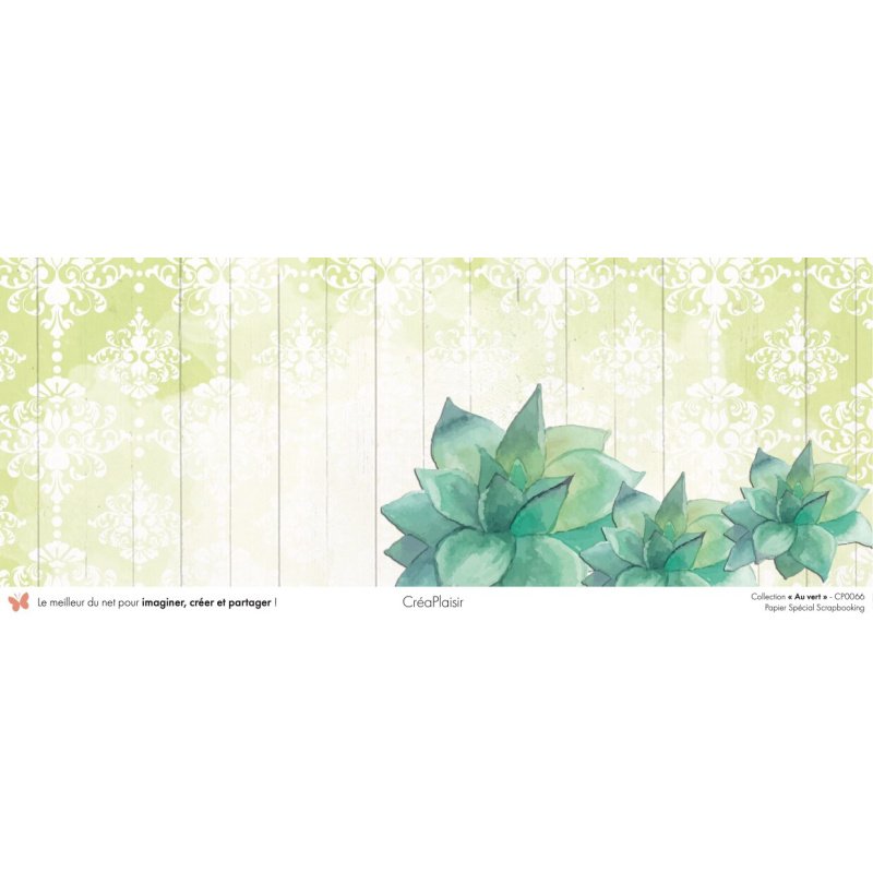 Set papiers Au vert - 12 papiers : 6 papiers 30,5x31,5 cm + 6 papiers 12x30,5cm