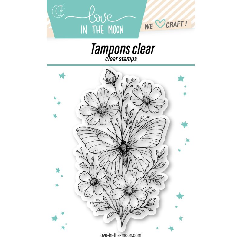 Tampon clear "Papillons Au Cœur De Fleurs Vintage"