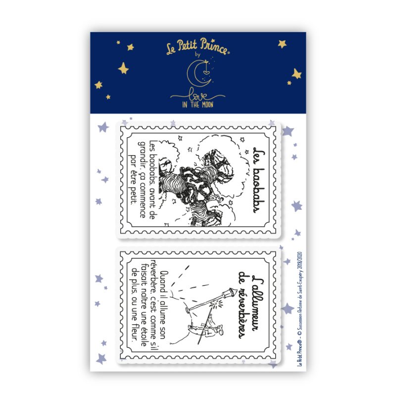2 tampons transparents "baobabs et rÃ©verbÃ¨res" - Le Petit Prince
