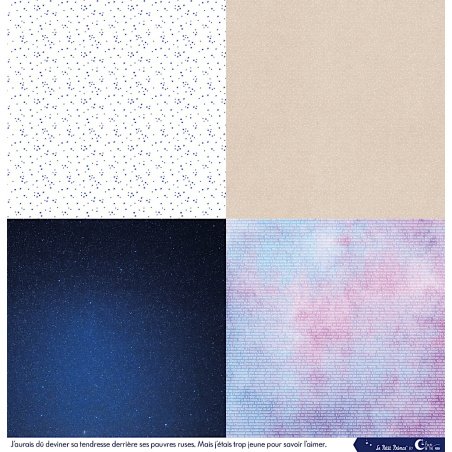 Set de 12 papiers Les rêveries du Petit Prince 250 g/m2 - 30,5x30,5 cm