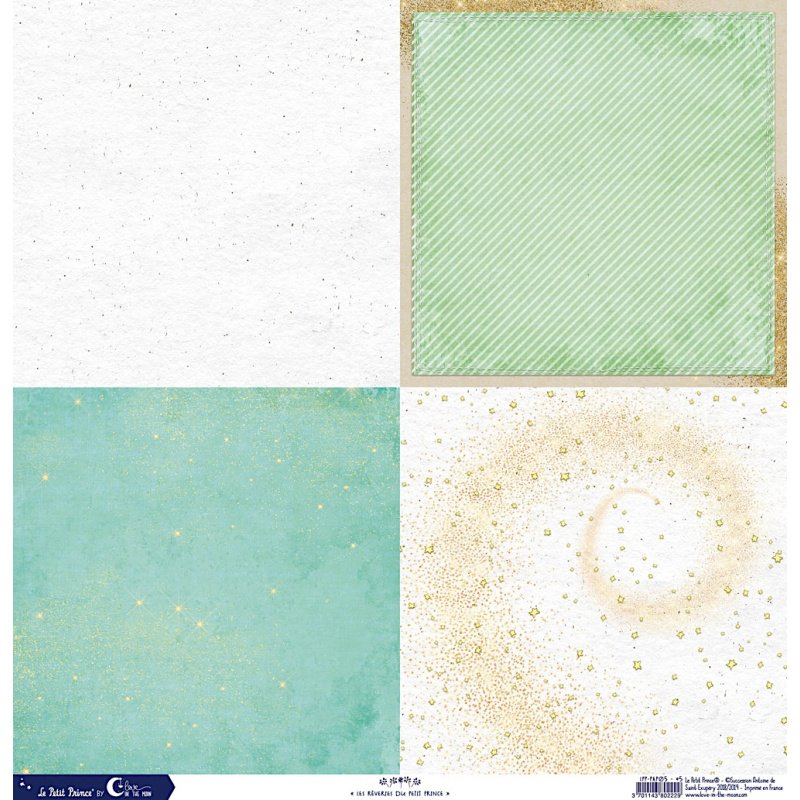 Set de 12 papiers Les rêveries du Petit Prince 250 g/m2 - 30,5x30,5 cm