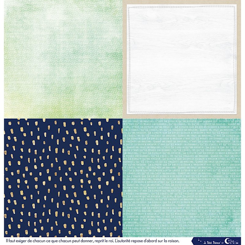 Set de 12 papiers Les rêveries du Petit Prince 250 g/m2 - 30,5x30,5 cm