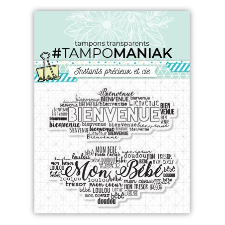 Set de 2 tampons clear de fond Naissance - 10x10cm