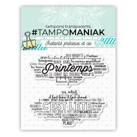 Set de 2 sellos transparentes con fondo Primavera y verano - 10x10cm