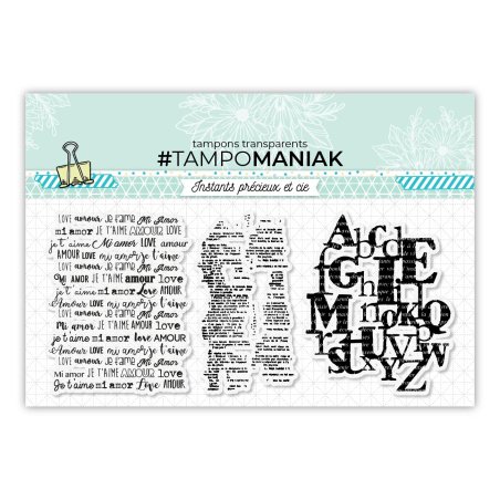 Set de 3 sellos transparentes con fondo de escritura - 10x21cm