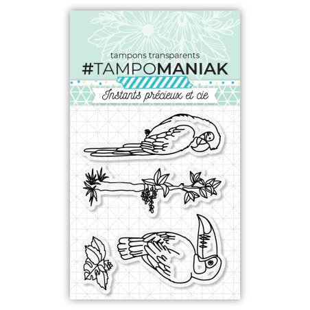 Tampon perroquet et toucan - 7,5x7cm