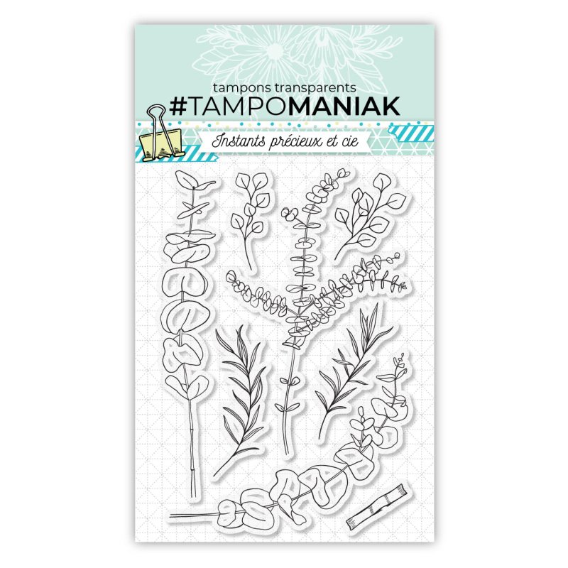 Set de 8 tampons clear Eucalyptus - 10x15 cm