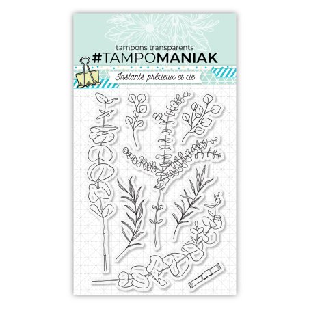 Set de 8 tampons clear Eucalyptus - 10x15 cm