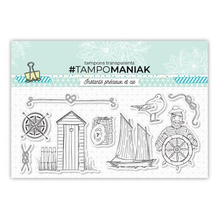 Set de 9 tampones transparente Bord de mer - 10x21cm