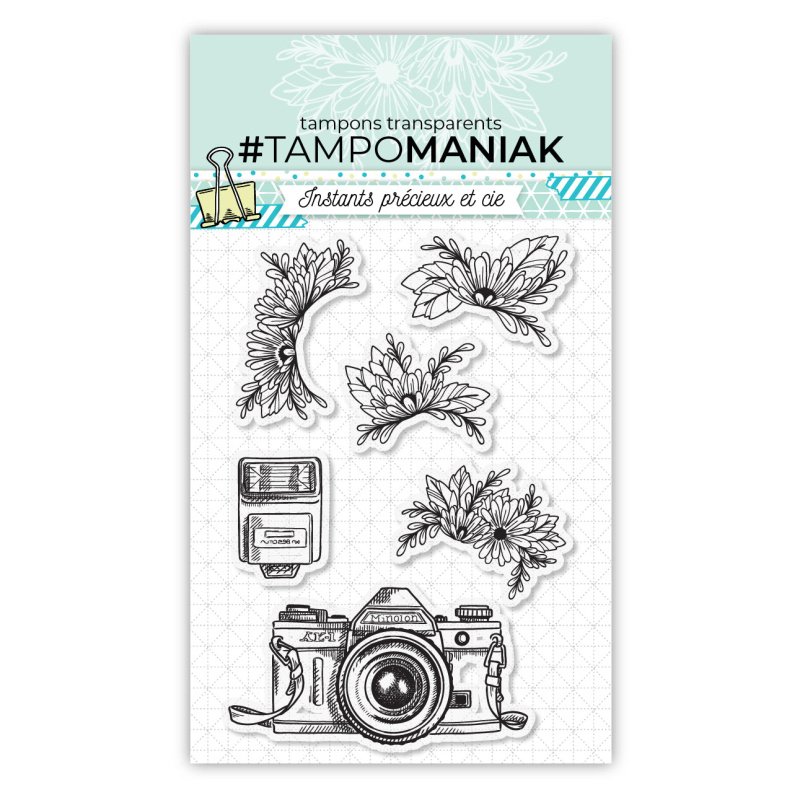 Set de tampons clear Appareil fleuri - 10x15cm