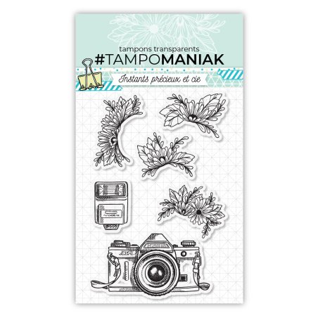 Set de tampons clear Appareil fleuri - 10x15cm