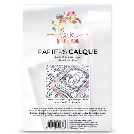 Juego de 15 hojas calcas Love In The Moon