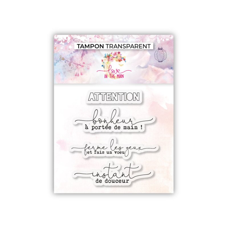 Set de 4 tampons - Bonheur à porté de main - 7,5x7cm