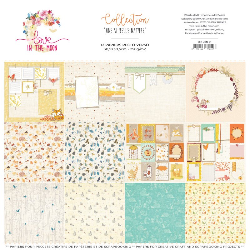 Set de 12 papiers collection - Une si belle nature
