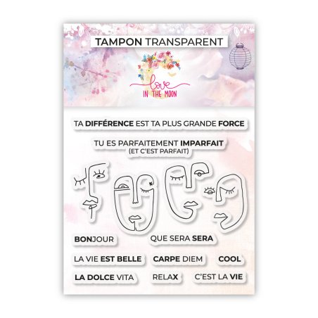 Set de 14 tampons - Visages & expressions - 10,5x10cm