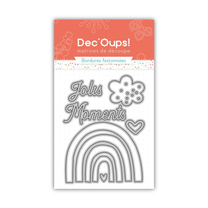 Matrices de découpe arc en ciel, nuages, coeur et expression