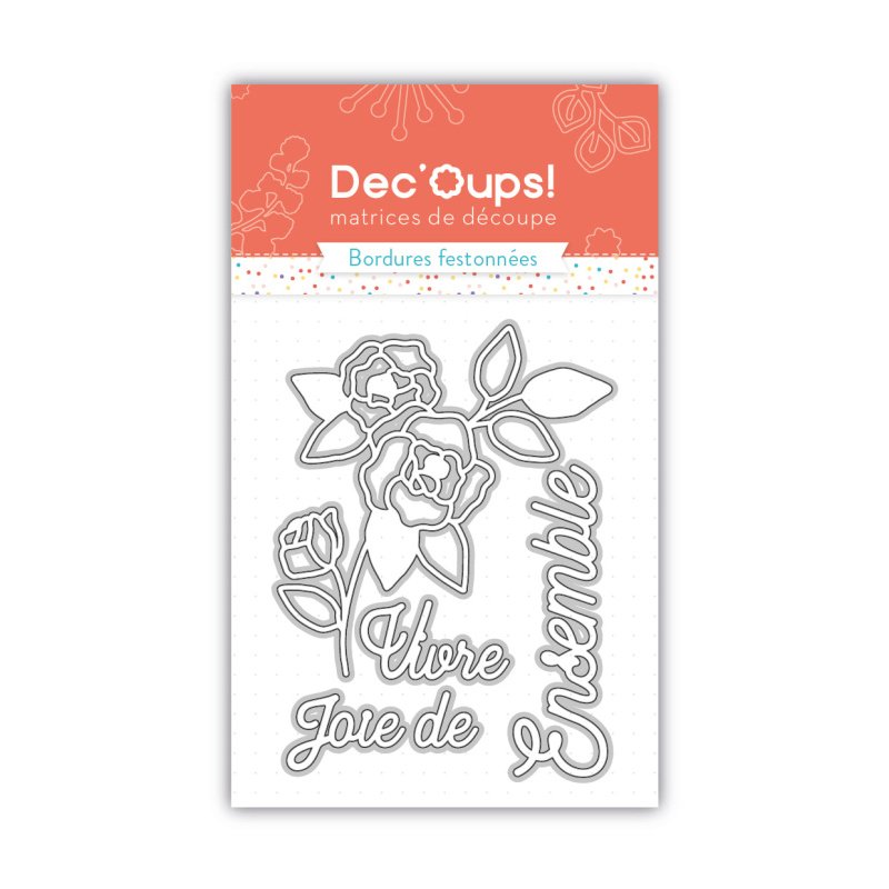 Matrices de découpe arc en ciel, mots: joie de vivre et