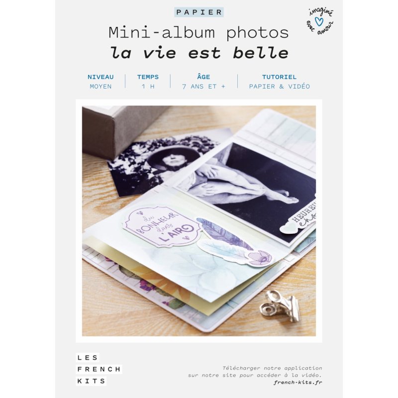 Kit pour créer mini-album photo "La vie est belle" en papier