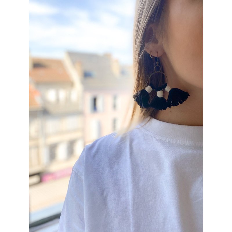 Kit Macramé Boucles d’oreilles - Plumes & Pompons