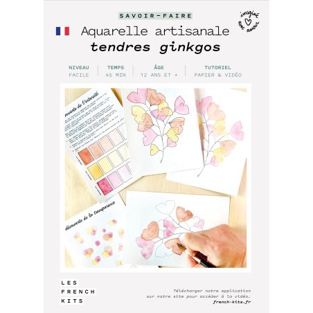 Kit Aquarelle Artisanale "Tendres Ginkgos"