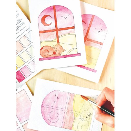 Kit Aquarelle Artisanale "Rêves de chat"