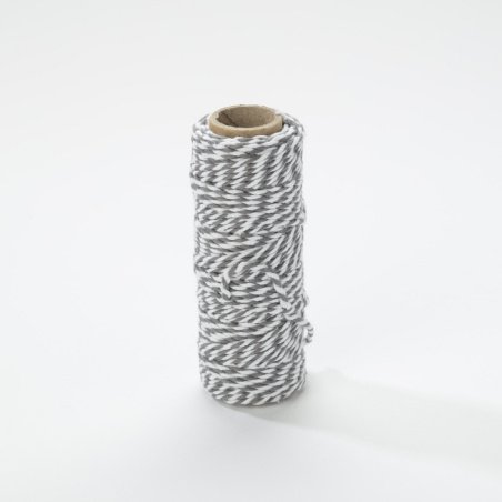 Bobine de fil bicolore Bakers Twine - 2mm x 25m - Gris peltre