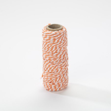 Bobine de fil bicolore Bakers Twine - 2mm x25m - Orange clémentine