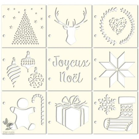 Juego de 9 plantillas navideñas - 10 cm