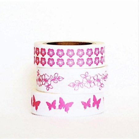 Lot de 3 maskings tapes rose