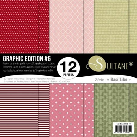 Juego de 12 papeles Sultane de doble cara 30,5x30,5 cm - 250 g/m2 - Edición gráfica 6