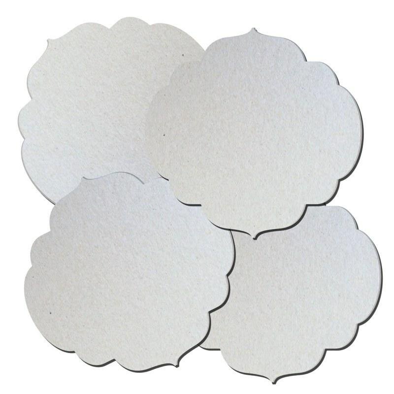 Lot de 4 plaques romantiques en carton à décorer - 14,5 cm