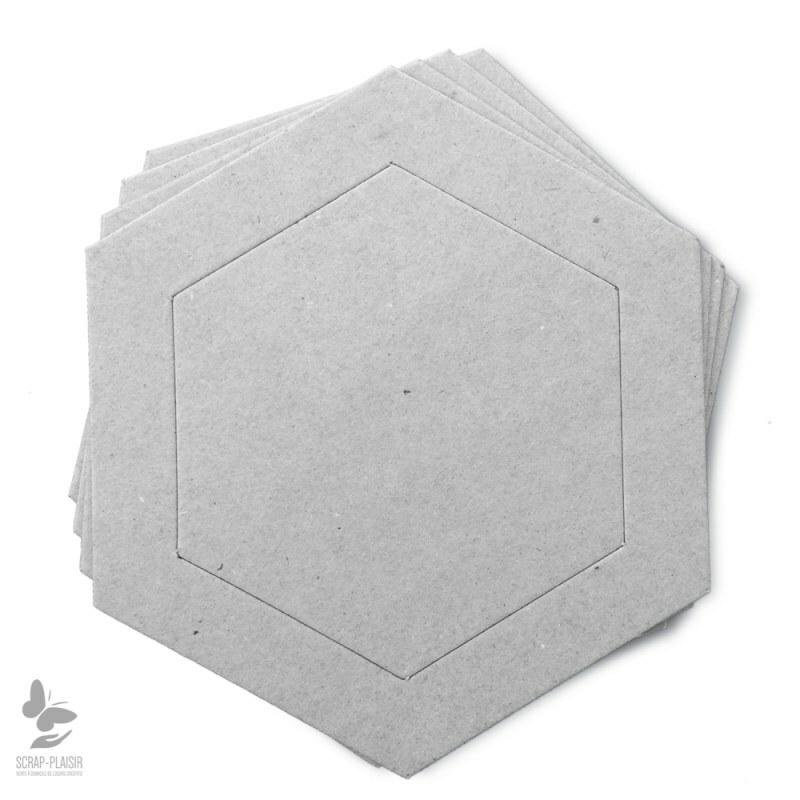 Lot de 4 cadres héxagone en carton à décorer - 14,5 cm