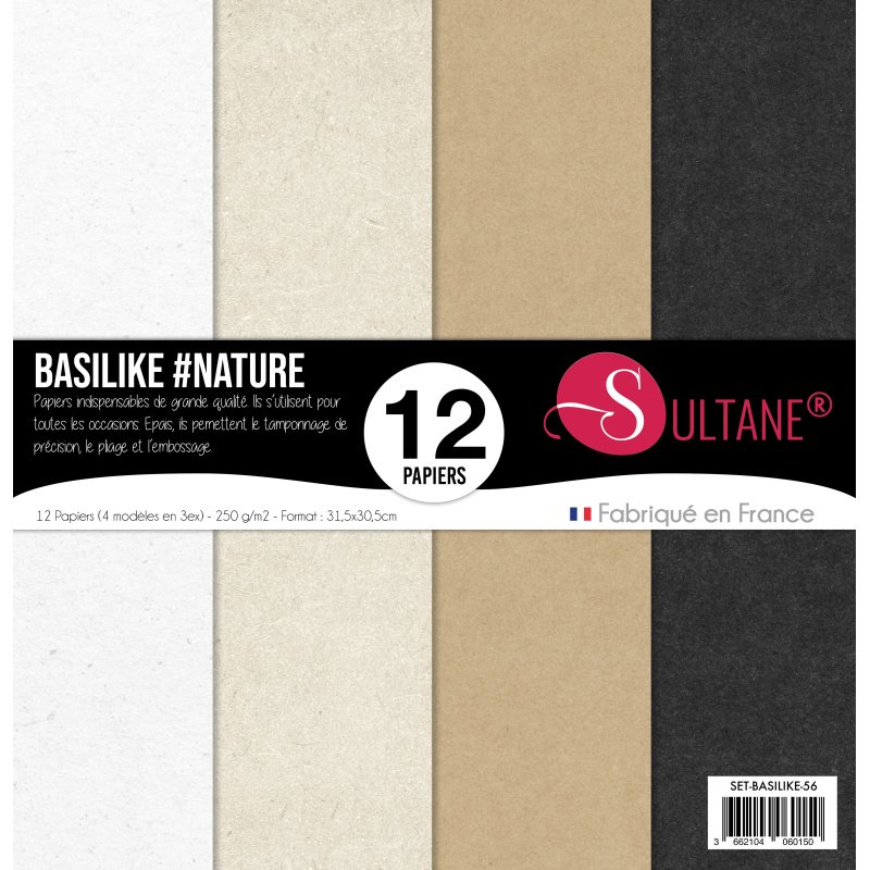 Set de 12 papiers Sultane Authentik Nature