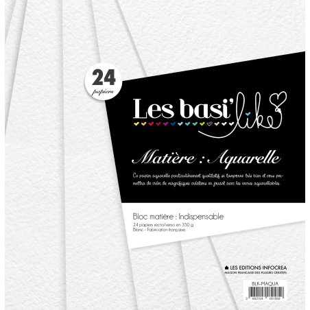 24 papiers aquarelle - 350 g/2 - 30x30 cm
