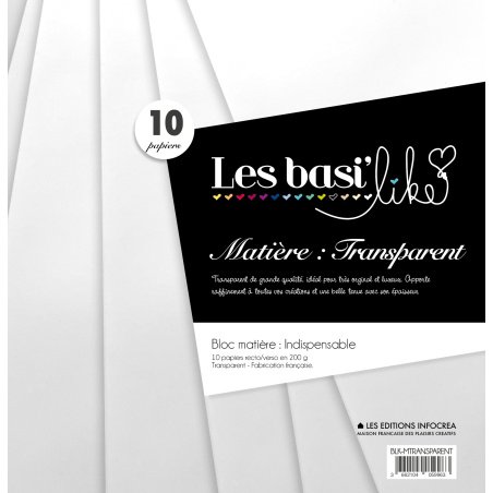 Bloc de 10 papiers Sultane - Matière - Transparent - Epais - 200g/m2
