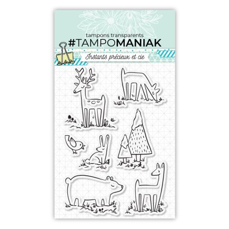 Conjunto de sellos de animales de invierno.